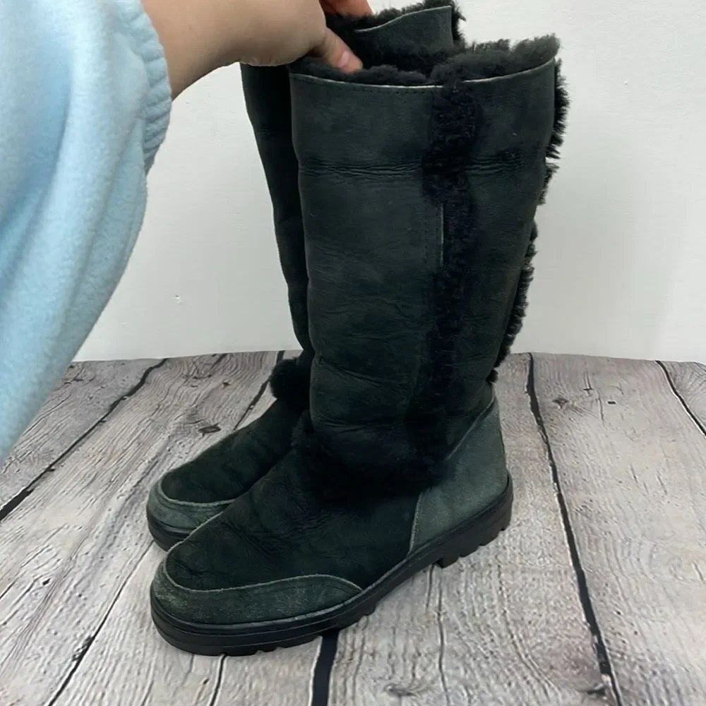 UGG Sundance II Revival Black Tall Boots size 7W